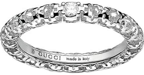 gucci 18ct white gold diamantissima diamond ring|Gucci flora ring 18k.